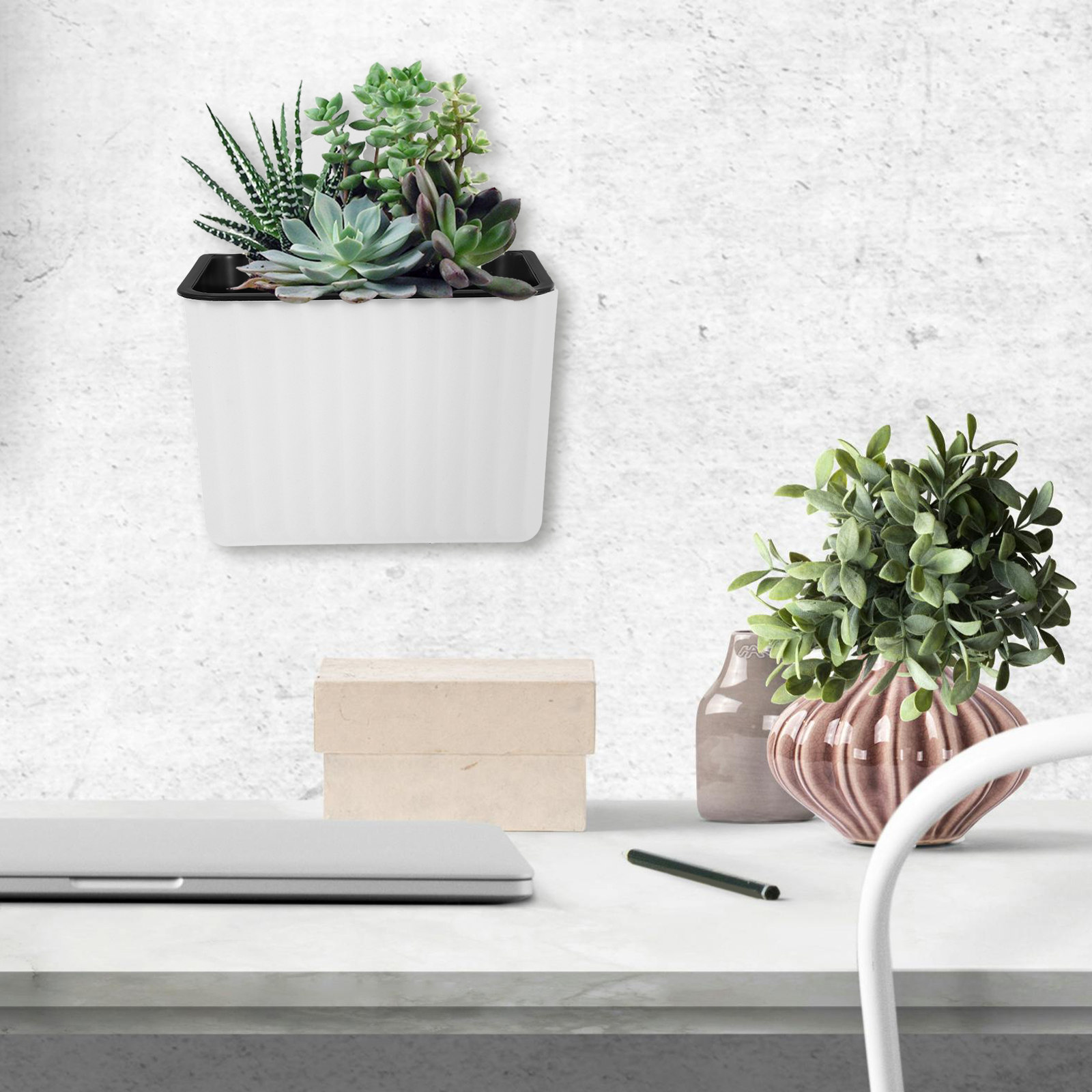 Self-Watering Planter - 2 szt. Doniczki ścienne samonawadniające, plastikowe