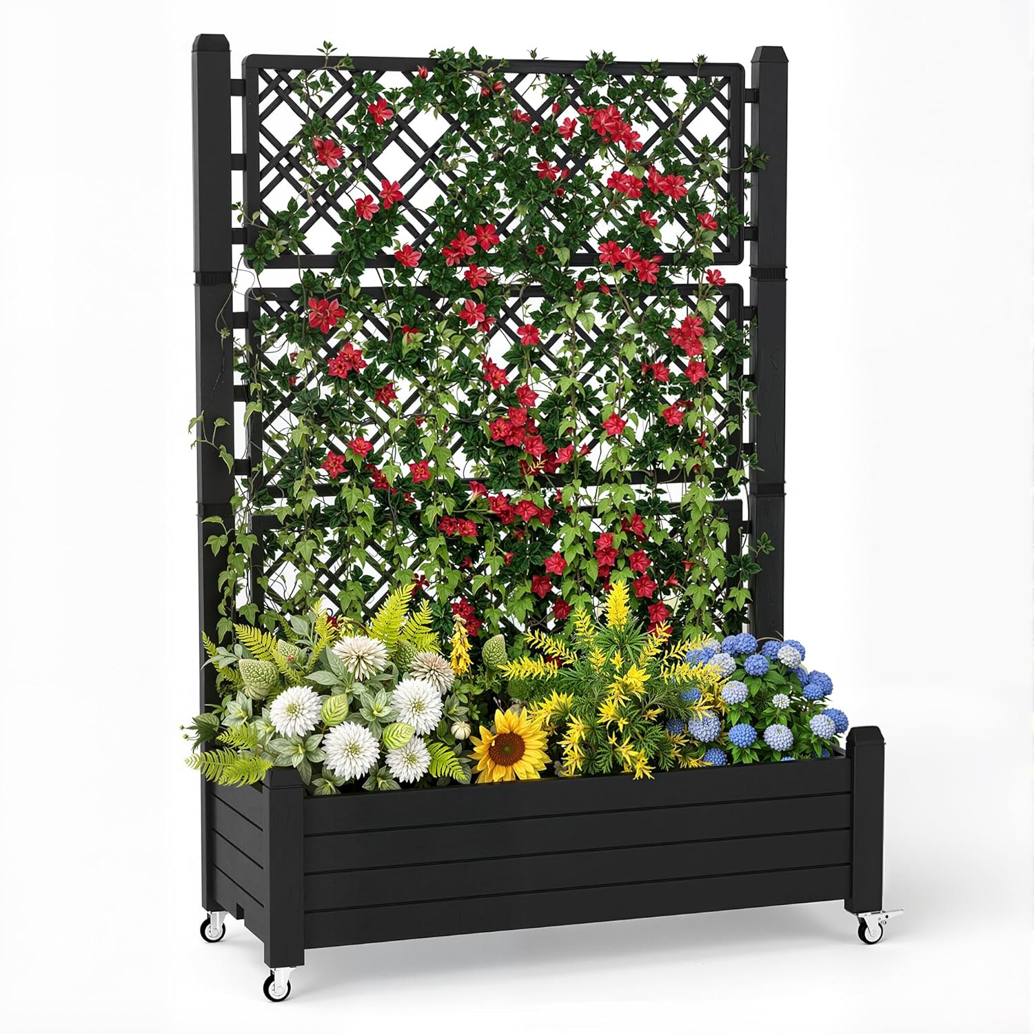 Self-Watering Planter - Podwyższona Grządka Ogrodowa z Trellisem, 80-litrowa
