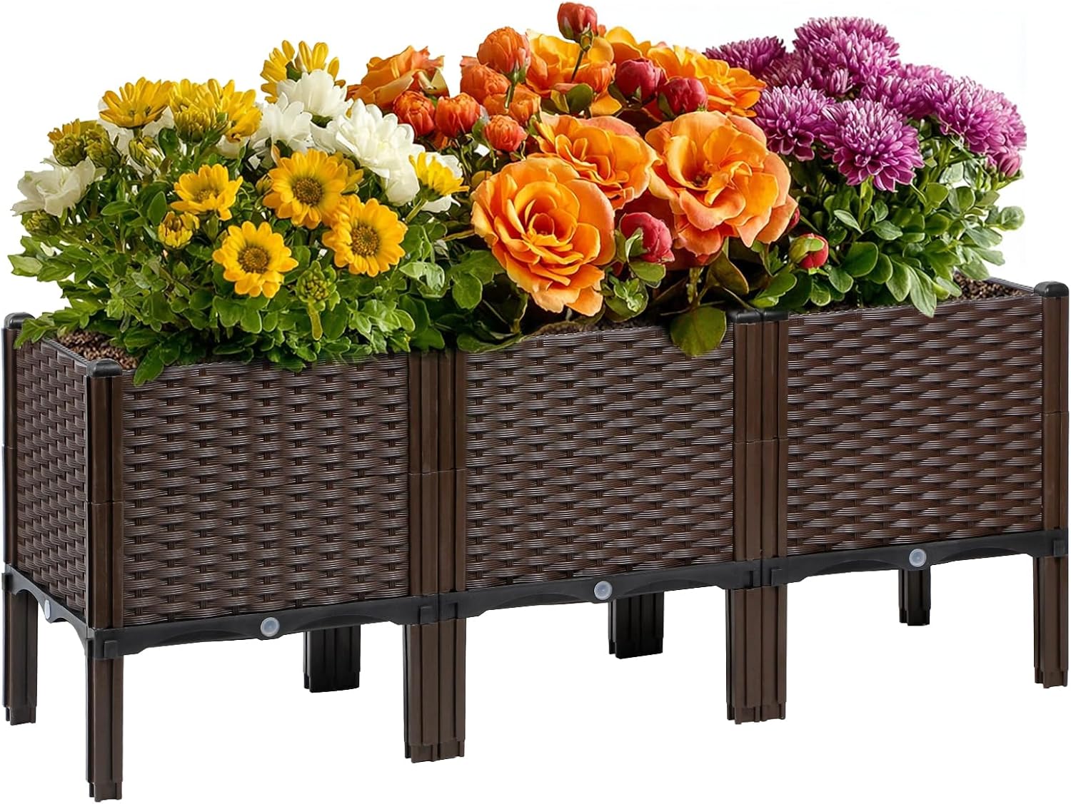 Self-Watering Planter - Zewnętrzna doniczka rattanowa do ogrodu, naturalny
