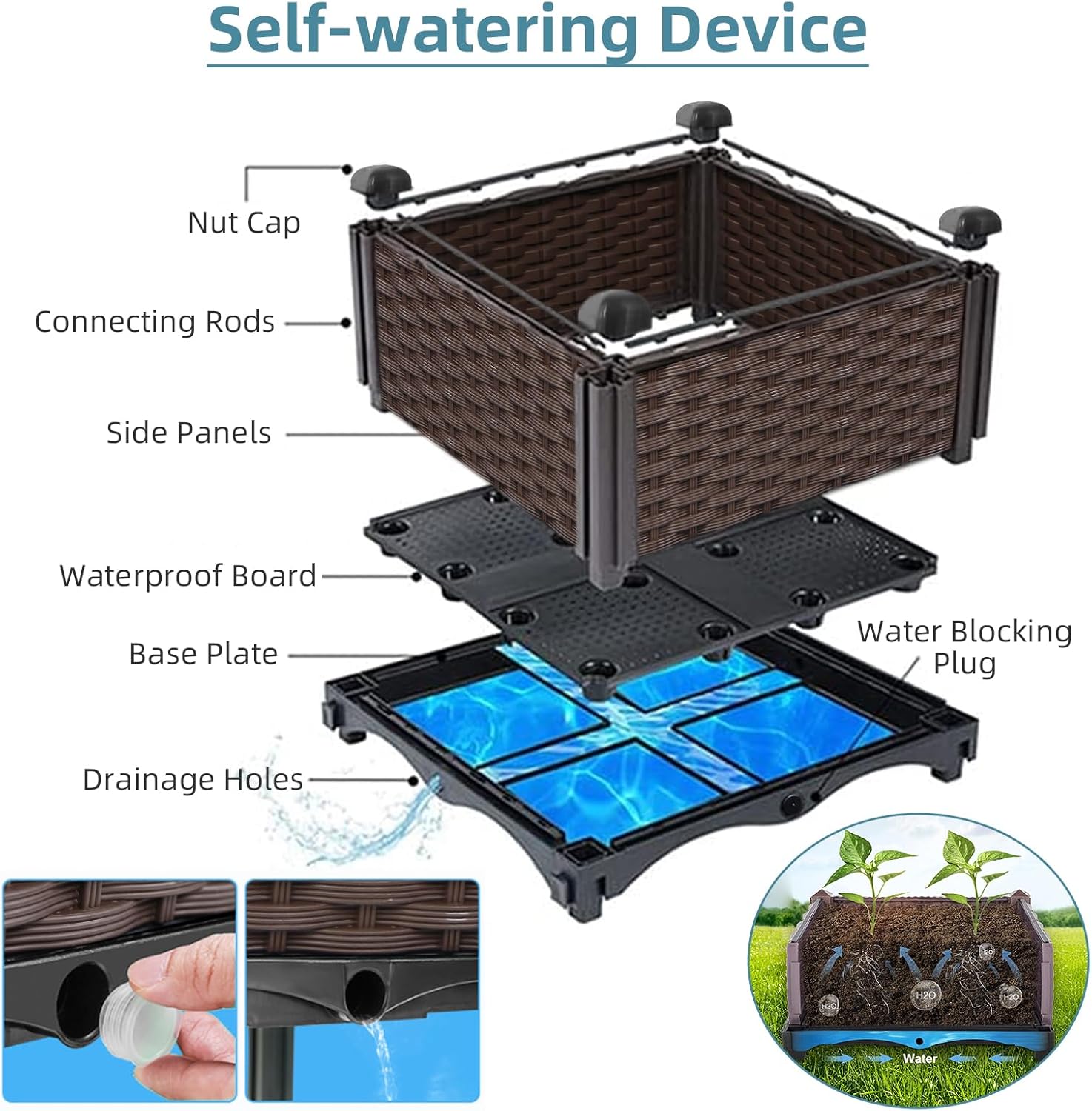 Zewnętrzna doniczka rattanowa  – Self-Watering Planter recenzja i cena
